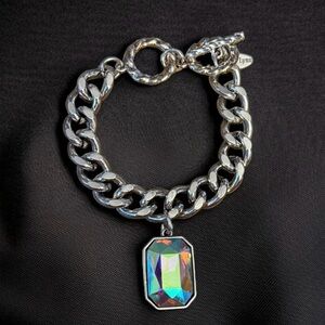 Jewlz by Traci Lynn chunky AB crystal charm bracelet